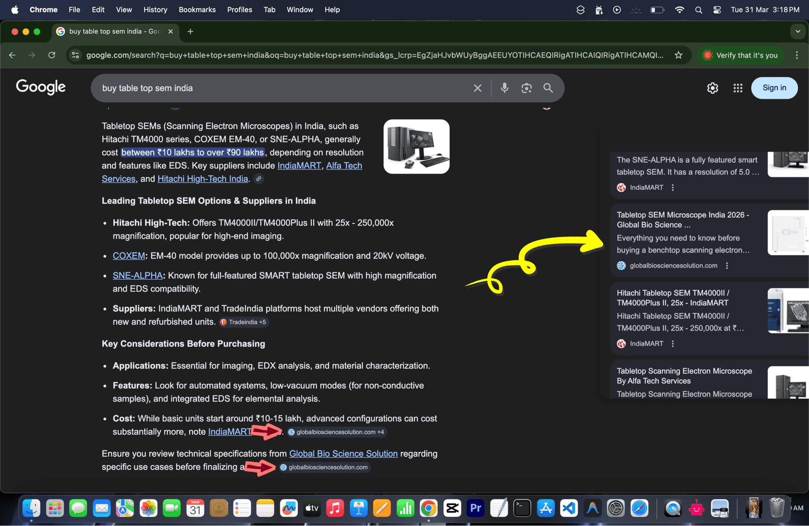 Reference screenshot of Google AI Overview citing a brand as a key source
