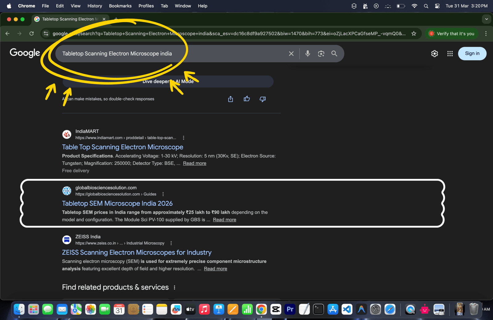 Reference screenshot showing organic rankings and AI Overview citations on one SERP